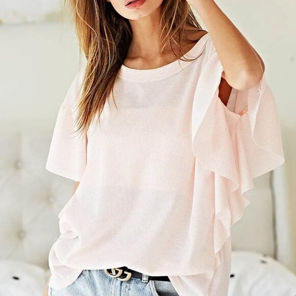 NWT BiBi Thermal Knit with Ruffled Sleeve Top - Picture 9 of 16